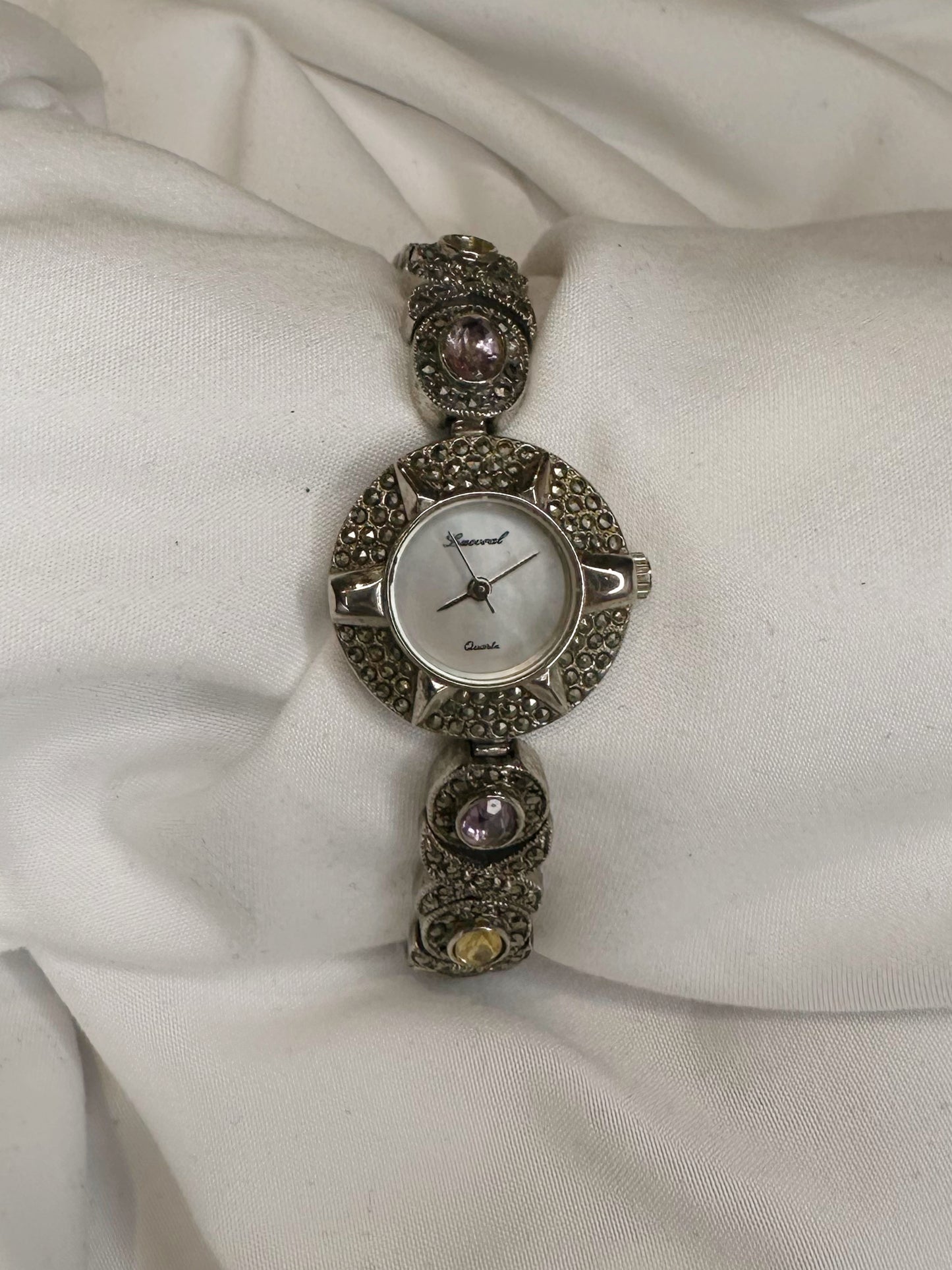 🩶🌈 antique watch w colourful gems