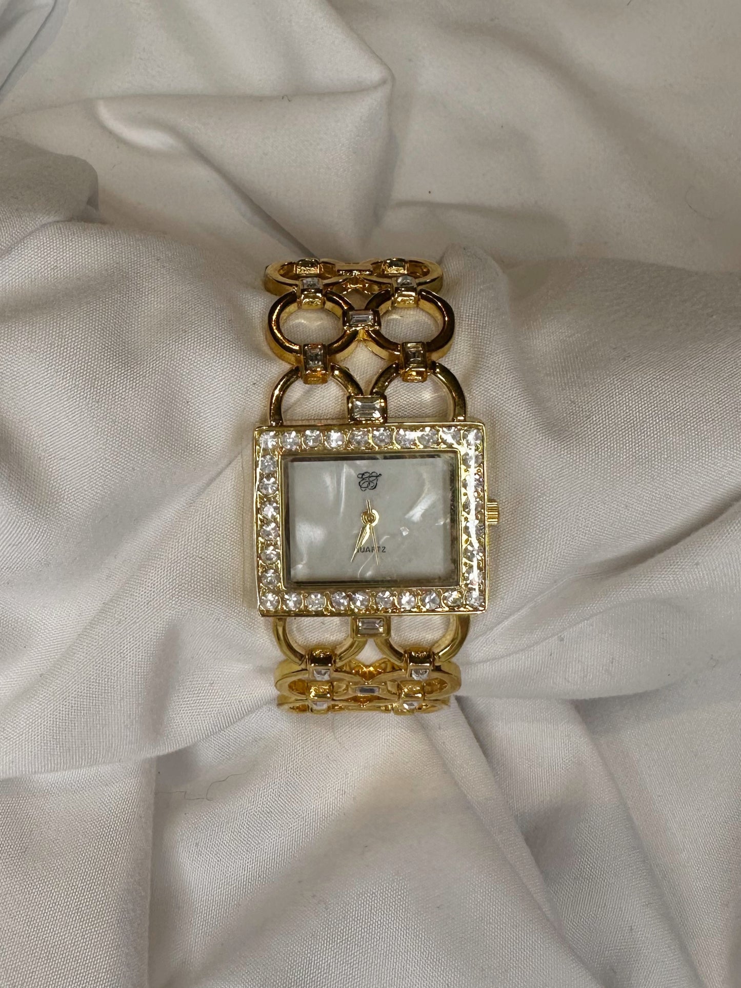 ✨💎 square face gold + crystal watch