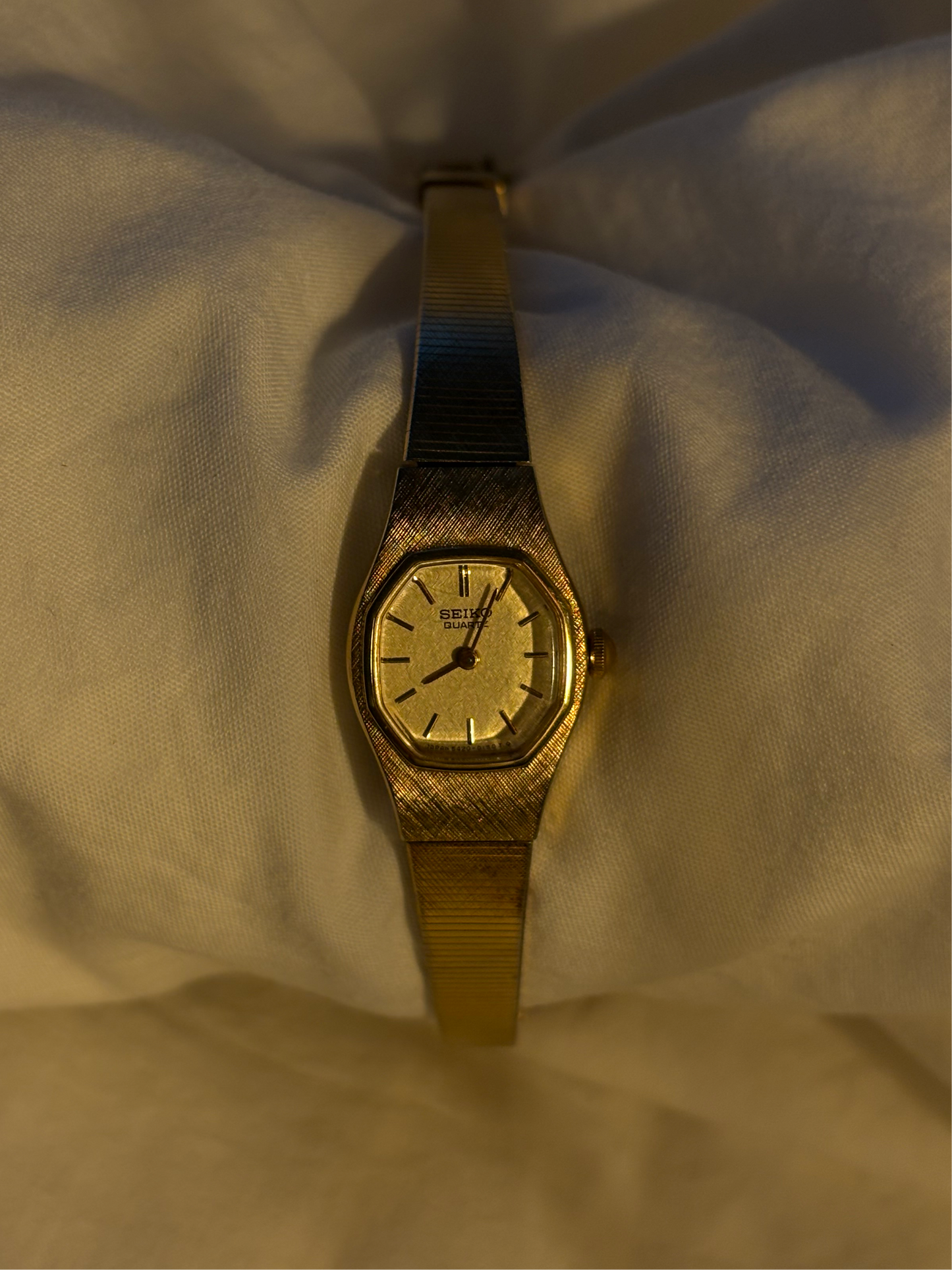 Seiko octagon-face gold watch