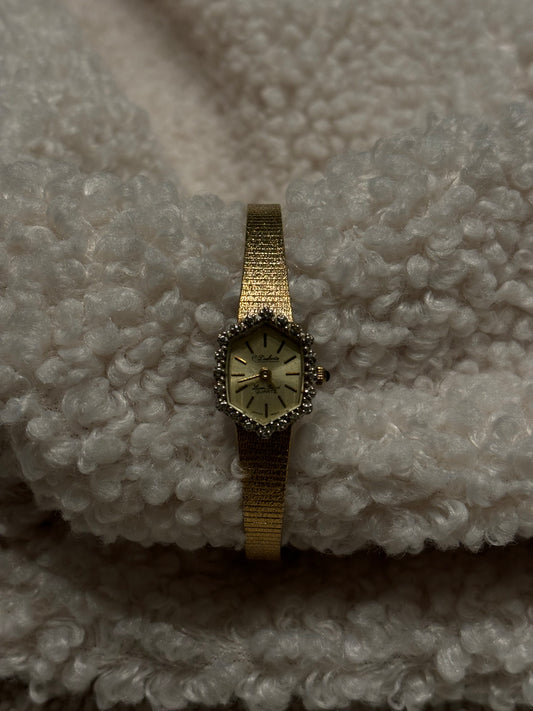 Crystal dial gold vintage watch