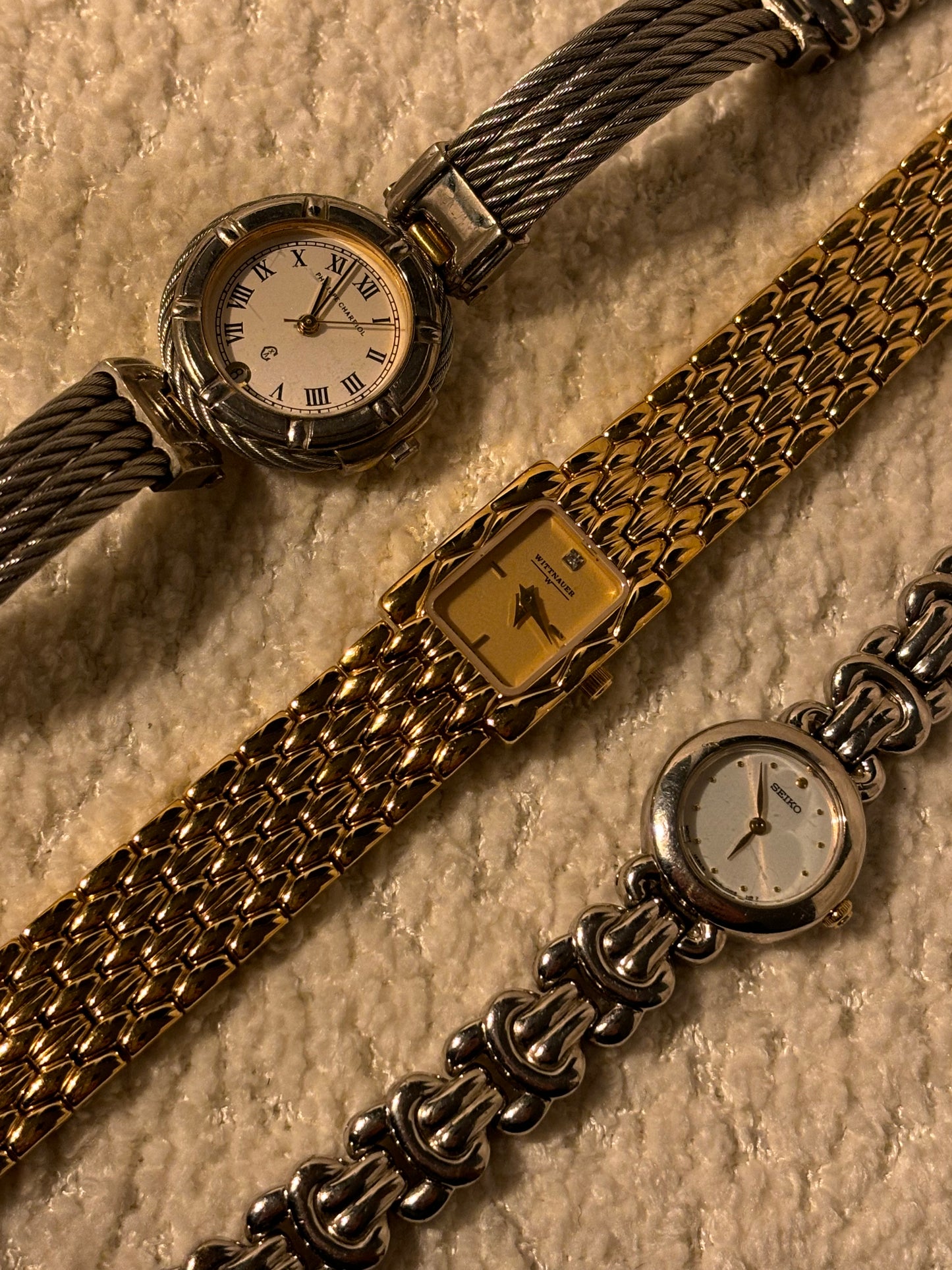 Gold Wittnauer yellow face watch with diamanté embedded